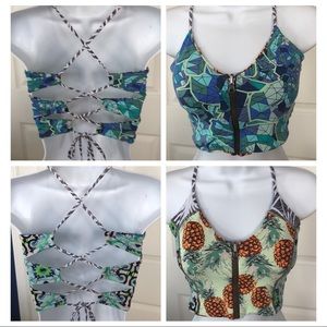 REVERSIBLE SCUBA STYLE ZIP FTONT SWIM TOP • LACED BACK
